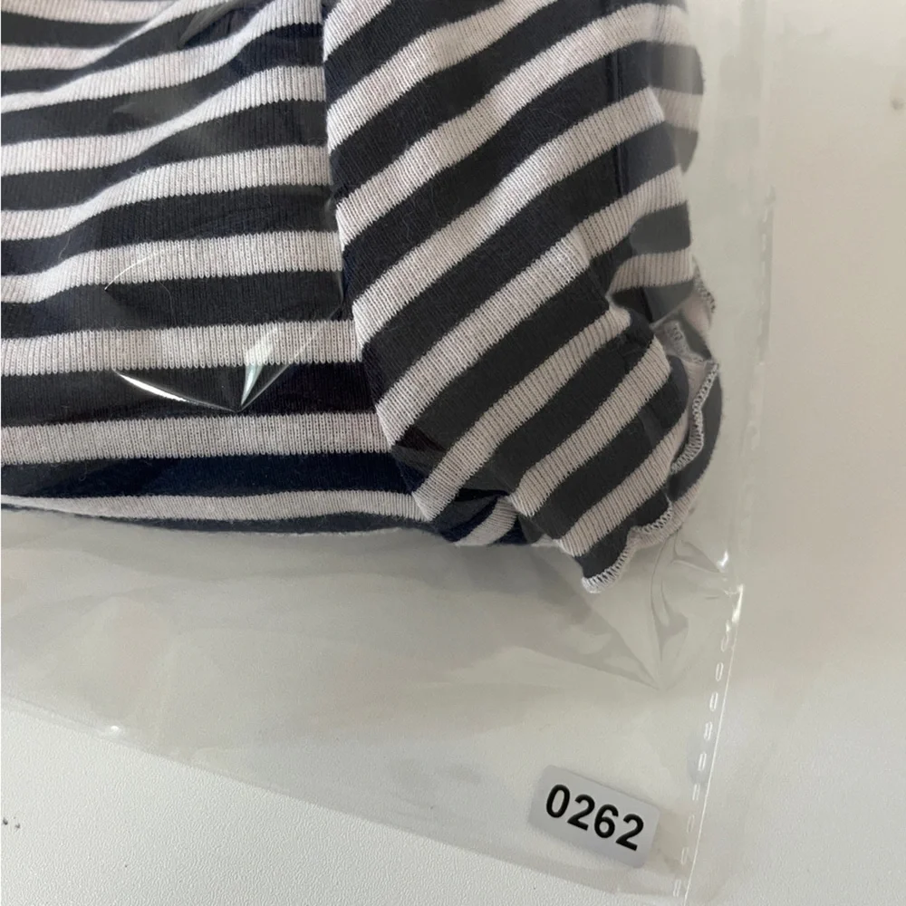 Splendid Women’s Small Navy White Striped Ruffle Hem Short Sleeve Tee - Picture 6 of 6